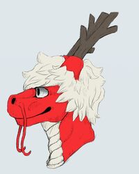  2016 4:5 anthro asian_mythology dragon east_asian_mythology eastern_dragon hair horn low_res male mythological_creature mythological_scalie mythology okytheoky red_body red_skin scalie simple_background solo styx_y._renegade whiskers white_hair 