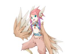  bird_legs blue_choker blush bmp-to-png_conversion breasts brown_feathers brown_wings choker earrings feather_hair feathered_wings feathers female frfr game_cg gradient_hair green_eyes harpy jewelry looking_at_viewer mon-musu_quest! monster_girl multicolored_hair navel non-web_source official_art open_mouth pink_hair purple_hair reina_(mon-musu_quest!) short_hair_with_long_locks sidelocks small_breasts solo transparent_background winged_arms wings 