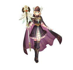  absurdres blonde_hair boots cape closed_mouth commentary dress female fingerless_gloves fire_emblem fire_emblem:_genealogy_of_the_holy_war fire_emblem_heroes full_body gloves green_eyes hat highres holding knee_boots konfuzikokon layered_skirt looking_at_viewer nanna_(fire_emblem) nanna_(scion)_(fire_emblem) official_art short_dress short_hair short_sleeves simple_background skirt smile solo staff standing thighhighs white_background zettai_ryouiki 