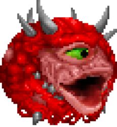  1_eye 2020 alpha_channel alternate_species ambiguous_gender cacodemon classic_doom cursed_image dakooters demon digital_media_(artwork) doom_(series) green_eyes green_sclera horn icon id_software lips meme microsoft not_furry open_mouth pixel_(artwork) pogchamp red_body redraw simple_background solo transparent_background twitch.tv 