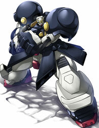  bolt_gundam clenched_hands g_gundam green_eyes ground_shatter gundam haganef head_tilt looking_at_viewer mecha no_humans robot science_fiction solo standing v-fin white_background 