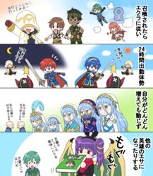  1other 6+boys 6+girls aged_down alm_(fire_emblem) animal_ears armor azura_(fire_emblem) azura_(new_year)_(fire_emblem) azura_(performing_arts)_(fire_emblem) azura_(vallite_songstress)_(fire_emblem) azura_(young)_(fire_emblem) bald bat_ears black_hair blue_hair book brown_eyes brown_gloves brown_hair cape celica_(fire_emblem) closed_mouth commentary_request dark-skinned_male dark_skin dragon_wings dress ephraim_(fire_emblem) fake_animal_ears falchion_(fire_emblem) feathers fire_emblem fire_emblem:_mystery_of_the_emblem fire_emblem:_shadow_dragon_and_the_blade_of_light fire_emblem:_the_binding_blade fire_emblem:_the_sacred_stones fire_emblem_echoes:_shadows_of_valentia fire_emblem_fates fire_emblem_heroes gloves gray_(fire_emblem) green_hair hair_between_eyes hairband halloween_costume headband hinata_(fire_emblem) holding holding_book holding_sword holding_weapon hood hood_up japanese_clothes kimono kiran_(fire_emblem) long_hair long_sleeves marth_(fire_emblem) multi-tied_hair multiple_boys multiple_girls multiple_persona myrrh_(fire_emblem) myrrh_(halloween)_(fire_emblem) open_mouth purple_hair red_eyes red_hair robe roy_(fire_emblem) saku_(soreca49) short_hair smile sword tiara tobin_(fire_emblem) translation_request twintails veil weapon wings wrys_(fire_emblem) yellow_eyes 