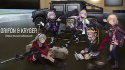  5girls 6ml aa-12 aa-12_(girls&#039;_frontline) absurdres animal_ear_headphones animal_ears bad_id bad_pixiv_id blue_eyes buckle cat_ear_headphones commentary desert_tech_mdr fake_animal_ears fmg-9_(girls&#039;_frontline) garage general_dynamics_lwmmg girls&#039;_frontline ground_vehicle gun headphones heterochromia highres humvee ipad lwmmg_(girls&#039;_frontline) machine_gun mdr_(girls&#039;_frontline) motor_vehicle multiple_girls pink_eyes rifle scw_(girls&#039;_frontline) shield shield_module shotgun snap-fit_buckle submachine_gun tablet_pc television weapon 