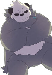  bear better_version_at_source crossed_arms generation_6_pokemon giant_panda leaf male mammal nintendo pangoro pokemon pokemon_(species) shirosaru simple_background slightly_chubby solo white_background 