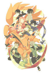  animal blonde_hair book commentary_request facial_mark florakinesis forehead_protector fox hatake_kakashi highres kurama_(naruto) magic naruto naruto_(series) naruto_shippuuden oversized_animal paintbrush photoshop_(medium) sai_(naruto) sakura_haruno simple_background toudou_(todo1010s) tree uchiha_sasuke uzumaki_naruto whisker_markings whiskers white_background yamato_(naruto) 