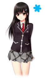  bare_legs bishoujo black_hair female female long_hair nonohara_miki school_uniform seifuku smile solo tachibana_kyouka tanuki-soft white_background 