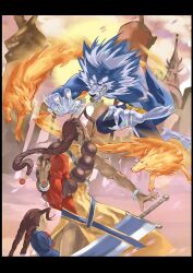  anita anita_(vampire) attack capcom darkstalkers donovan_baine fighting furry gallon jon_talbain male male_focus vampire_(game) 