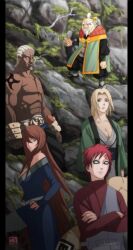  &aring;noki &auml;&ldquo; ? ?noki belt blonde_hair blue_eyes brown_eyes buckle cleavage dark-skinned_male dark_skinned_male gaara google123 hair_tie kazekage large_breasts lipstick mizukage moustache naruto old raikage red_hair red_hair tattoo teal_eyes terumi_mei tsuchikage tsunade white_hair 