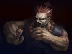  akuma capcom evil gouki japanese_clothes kimono male male_focus red_hair red_hair street_fighter 