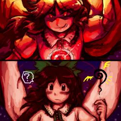  bad_id bad_pixiv_id black_hair bow buranantoka eyes long_hair red_eyes reiuji_utsuho touhou wings 