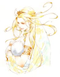  armband baby blonde_hair bracelet cosmos_(dff) dissidia_final_fantasy earrings final_fantasy jewelry kaeru@nanami long_hair short_hair tiara white_hair 