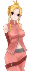  arms_behind arms_behind_back bare_shoulders belt blonde_hair blue_eyes breasts elbow_gloves female final_fantasy final_fantasy_viii glasses gloves long_hair long_image minnku navel quistis_trepe tall_image 