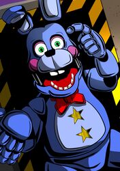  2018 absurd_res animatronic anthro digital_media_(artwork) five_nights_at_freddy&#039;s freddy_fazbear&#039;s_pizzeria_simulator hi_res lagomorph leporid machine mammal rabbit robot rockstar_bonnie_(fnaf) scottgames shu_20625 simple_background solo 