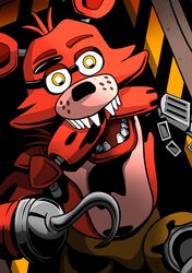  2018 absurd_res animatronic anthro canid canine digital_media_(artwork) five_nights_at_freddy&#039;s fox foxy_(fnaf) hi_res hook looking_at_viewer machine male mammal robot scottgames shu_20625 simple_background 