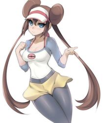  bad_id bad_tumblr_id black_pantyhose blue_eyes bra breasts brown_hair cleavage closed_mouth collarbone covered_navel culottes double_bun female hair_between_eyes hair_bun hat hevn legs_together long_hair medium_breasts pantyhose pantyhose_under_shorts pink_bra pokemon pokemon_bw2 raglan_sleeves rosa_(pokemon) shirt shorts simple_background sleeves_past_elbows smile solo sun_hat tight_clothes tight_shirt twintails underwear very_long_hair visor_cap white_background yellow_shorts 