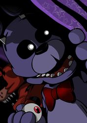  2018 absurd_res animatronic anthro bonnie_(fnaf) bow_(feature) bow_tie canid canine digital_media_(artwork) five_nights_at_freddy&#039;s fox foxy_(fnaf) glowing glowing_eyes hi_res lagomorph leporid looking_at_viewer machine male mammal rabbit robot scottgames shu_20625 simple_background 