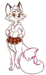  2017 5_fingers bottomless bottomwear brown_and_white canid canid_taur canine canine_taur cheek_tuft chest_tuft clothed clothing convenient_censorship covering covering_self darma_(rock_dog) eyebrows facial_tuft female fingers fluffy fluffy_tail fox fox_taur hair hands_on_hips hoodie looking_at_viewer mammal mammal_taur metalpandora monochrome partially_clothed pink_and_white rock_dog signature simple_background sitting skirt smile solo tail tail_censorship taur taurification topwear tuft white_background zipper 