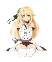  aurora_(azur_lane) azur_lane bare_shoulders belt black_ribbon black_skirt blonde_hair blush breasts cleavage closed_mouth commentary_request detached_sleeves elflorri female full_body garter_straps green_eyes hair_flaps hair_ribbon highres korean_commentary large_breasts long_hair long_sleeves looking_at_viewer loose_belt miniskirt own_hands_together pleated_skirt ribbon seiza sitting skirt sleeves_past_wrists smile solo thighhighs transparent_background very_long_hair white_thighhighs 