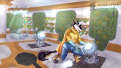  16:9 anthro bulge cargo_ship clothed clothing cutletty digital_media_(artwork) flower fur future glowing hello_games hi-tech inside male merchant_ship no_man&#039;s_sky open_mouth plant science_fiction sergal ship solo space spacesuit tail teremunart vehicle watercraft widescreen 