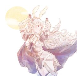  animal_ears armor armored_dress bad_id bad_pixiv_id black_gloves black_thighhighs blonde_hair blush cape colored_eyelashes commentary_request corrin_(female)_(fire_emblem) corrin_(fire_emblem) dress fake_animal_ears female fire_emblem fire_emblem_fates flower gloves hair_flower hair_ornament hairband highres kotetsu_(hiryuunokotetsu) long_hair panties pantyshot pointy_ears rabbit_ears red_eyes rose solo standing thighhighs underwear vambraces white_flower white_panties white_rose 