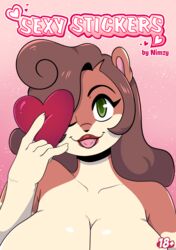  2023 anthro big_breasts blep breasts brown_hair cricetid english_text female hair hamster hi_res huge_breasts mammal nimzy noms_(nimzy) nude one_eye_closed rodent solo text tongue tongue_out wink 