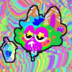  1:1 ambiguous_gender colorful_theme digital_media_(artwork) drugs headshot_portrait low_res lsd lung_grime portrait psychedelic slushie solo sparklefur unknown_artist white_nose 