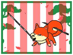  4:3 ambiguous_gender animated black_scabbard black_tsuba canid canine canis domestic_dog feral frame_by_frame fur japanese_sword keke_(artist) looking_at_viewer low_res mammal melee_weapon mouth_hold multicolored_body multicolored_fur orange_body orange_ears orange_fur orange_tail scabbard short_playtime solo sword tail tail_holding_object tail_holding_weapon two_tone_body two_tone_fur two_tone_tail weapon weapon_in_mouth 