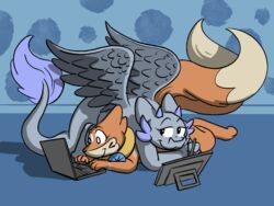  anthro buizel computer cookie_(boltycookie) crystal_bloom dragon drawing drawing_pen drawing_tablet dumderg electronics female generation_4_pokemon laptop lying_on_ground mythological_creature mythological_scalie mythology nintendo nude on_ground pokemon pokemon_(species) scalie tail wings 