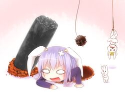  animal_ears bandages bikuseno commentary_request female hanging long_hair o_o purple_hair rabbit rabbit_ears reisen_udongein_inaba solo touhou 