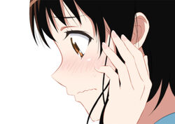  bad_id bad_pixiv_id blush brown_eyes brown_hair close-up female fingernails inui_sanagi nisekoi onodera_kosaki photoshop_(medium) school_uniform simple_background solo wavy_mouth white_background 