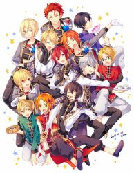  6+boys aoi_hinata artist_name black_footwear black_gloves black_hair black_pants blonde_hair blue_eyes brown_eyes brown_hair chinese_clothes closed_eyes commentary_request corsage crossed_arms dated ensemble_stars! flower gloves green_eyes grey_hair hair_ornament hand_on_own_cheek hand_on_own_face hidaka_hokuto holding holding_weapon kina_(446964) kiryu_kuro knights_(ensemble_stars!) light_brown_hair male_focus mashiro_tomoya multiple_boys narukami_arashi nito_nazuna open_mouth orange_hair outstretched_hand own_hands_together pants red_eyes red_hair sakuma_ritsu sena_izumi_(ensemble_stars!) shoes sitting smile standing star_(symbol) suou_tsukasa sword tenshouin_eichi tsukinaga_leo weapon white_gloves white_hair yuuki_makoto_(ensemble_stars!) 