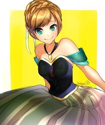  anna_(frozen) bad_id bad_pixiv_id female frozen_(disney) hair_up maianh orange_hair solo 