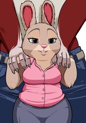  absurd_res anthro bonnie_hopps canid canine canis cover deathlyfurry digital_media_(artwork) disney domestic_dog duo female hi_res lagomorph leporid male mammal rabbit size_difference solo_focus superbunnygt zootopia 