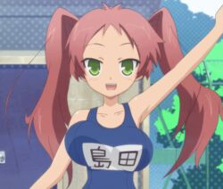  animated animated baka_to_test_to_shoukanjuu bouncing_breasts breast_padding breasts shimada_hazuki stitched swimsuit tagme tsuchiya_kouta yoshii_akihisa 