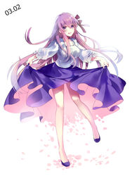  bad_id bad_pixiv_id breasts commentary_request curtsey fate/stay_night fate_(series) female full_body hair_ribbon large_breasts long_hair long_skirt matou_sakura momoayamo official_alternate_costume photoshop_(medium) purple_eyes purple_hair ribbon simple_background skirt skirt_hold smile solo very_long_hair white_background 