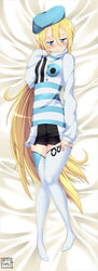  absurdres blonde_hair blue_eyes blush dakimakura deviantart_thumbnail female highres long_hair thighhighs very_long_hair white_clothes white_legwear zeshgolden 