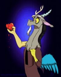  antlers broken_heart chimera discord_(mlp) draconequus fangs friendship_is_magic hasbro hatch heartbroken hi_res horn inuhoshi-to-darkpen male my_little_pony red_eyes solo teeth 