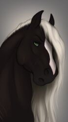  2018 absurd_res aidan_(apollo13) ambiguous_gender anuta_belko better_version_at_source black_body black_eyebrows black_fur digital_media_(artwork) equid equine eyebrows feral frown fur green_eyes grey_background grumpy headshot_portrait hi_res horse looking_at_viewer mammal mane multicolored_body multicolored_fur portrait simple_background solo two_tone_body two_tone_fur unavailable_at_source white_body white_fur white_mane 