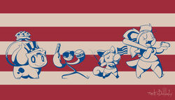  4th_of_july 7:4 american_flag aquabunny baseball_bat bat_(object) bellsprout blowing_bubble_gum bubble bubble_gum bulba bulbasaur burger candy canid canine clothing creature_print dessert dual_holding eyewear female feral fireworks flag flag_(object) food generation_1_pokemon group gum gun handgun hat headgear headwear holding_bat holding_burger holding_flag holding_food holding_gun holding_object holding_ranged_weapon holding_sparkler holding_weapon holidays hot_dog inflating male mammal multi_tail nidorina nini_(abgallery) nintendo pastry pie pistol pixie_(aquabunny) pokemon pokemon_(species) print_clothing print_shirt print_topwear ranged_weapon shirt sparkler sunglasses tail topwear united_states_of_america vulpix weapon young 