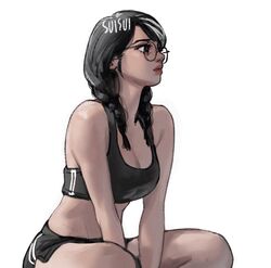  1girls black_hair dokkaebi_(rainbow_six) female female_only glasses rainbow_six rainbow_six_siege solo suisui tagme tom_clancy uncensored 