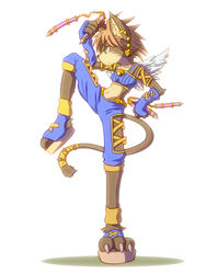  angel_wings animal_ear_fluff animal_ears armor bandages bare_shoulders bell blonde_hair blue_eyes breasts cat_ears cat_girl cat_tail claws closed_mouth commentary_request crop_top daena elbow_gloves feathers female fingerless_gloves furry furry_female gloves green_eyes half_gloves kemocha-han legend_of_mana looking_away looking_down midriff mini_wings navel nunchaku partially_fingerless_gloves photoshop_(medium) profile sandals seiken_densetsu short_hair simple_background slit_pupils smile solo stomach tail weapon white_background white_wings wings 