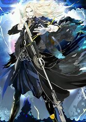  1boy beard facial_hair fate/apocrypha fate/grand_order fate_(series) holding holding_weapon long_hair maeda_hirotaka male_focus official_art resized solo upscaled vlad_iii_(fate/apocrypha) waifu2x weapon white_background 