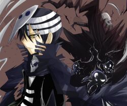  black_hair death_the_kid mask shinigami_sama soul_eater yellow_eyes 