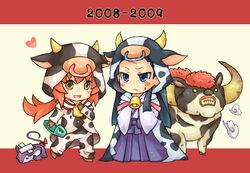  2008 2009 2girls animal animal_hood bad_id bad_pixiv_id blue_eyes blush bull hood monster mouse_(animal) multiple_girls pote_(ptkan) ren_(sekaiju) sekaiju_no_meikyuu sekaiju_no_meikyuu_1 tlachtga treerat_(sekaiju) war_bison_(sekaiju) 