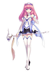  agarest_senki_(series) agarest_senki_2 armpits boots choker detached_sleeves elf fantasy female fiona_(agarest_senki) flat_chest full_body gimp_(medium) hairband high_heels hirano_katsuyuki legs long_hair lowres official_art pink_hair pleated_skirt pointy_ears purple_eyes ribbon shoes simple_background skirt smile solo staff standing thigh_boots thighhighs twintails white_thighhighs zettai_ryouiki 