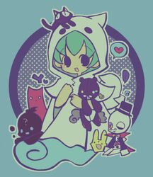  ? akuma_(puyopuyo) black_cat carbuncle_(puyopuyo) character_name dapper_bones ecolo_(puyopuyo) feline female ghost ghost_costume ghost_tail green_hair heart klug_(puyopuyo) popoi_(puyopuyo) puyopuyo puyopuyo_7 puyopuyo_fever puyopuyo_fever_2 ramune_(ramu33) rei_(puyopuyo) speech_bubble spoken_heart strange_klug stuffed_animal stuffed_toy teddy_bear yu_(puyopuyo) 