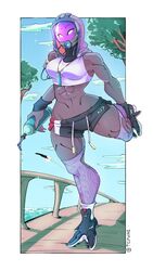  1girls abs alien alien_girl artist_request athletic athletic_female breasts clothed clothed_female exercise exercise_clothing exposed_midriff mass_effect midriff muscles nonude quarian tagme tali&#039;zorah_nar_rayya thick_thighs thighs tidywire toned toned_female video_game_character 