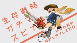  baseball_cap black_shorts blonde_hair blue_sweater boots brown_hat camouflage camouflage_headwear colored_tongue commentary_request cross-laced_footwear dolphin_shorts english_text fangs female from_behind grey_background hat highres holding holding_weapon hydra_splatling_(splatoon) ink_tank_(splatoon) inkling inkling_girl inkling_player_character lace-up_boots leaning_to_the_side long_sleeves looking_at_viewer looking_back no_legwear pointy_ears purple_eyes running shiohi short_shorts shorts solo splatoon_(series) splatoon_2 sweater tentacle_hair translated v-shaped_eyebrows weapon white_footwear yellow_tongue 