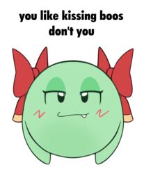  blush boo_(mario) bow_(feature) bow_ribbon boy_kisser_(meme) english_text female hi_res image_macro lady_bow looking_at_viewer mario_bros meme nintendo not_furry paper_mario porldraws redraw simple_background solo text 