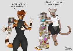  anthro bodysuit bulge clothing collar cougar duo felid feline female gamal gynomorph hi_res intersex kayle_mirash keemir_(gamal) mammal naval_uniform pantherine picture_in_picture proud sire skinsuit taur text tiger tight_clothing uniform 